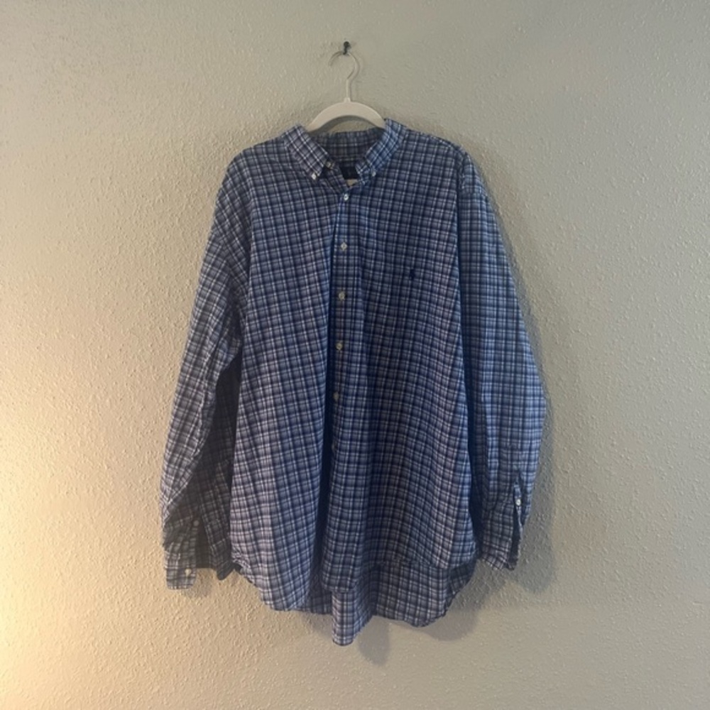 Ralph Lauren 2XB‎ cotton stretch long sleeve blue plaid